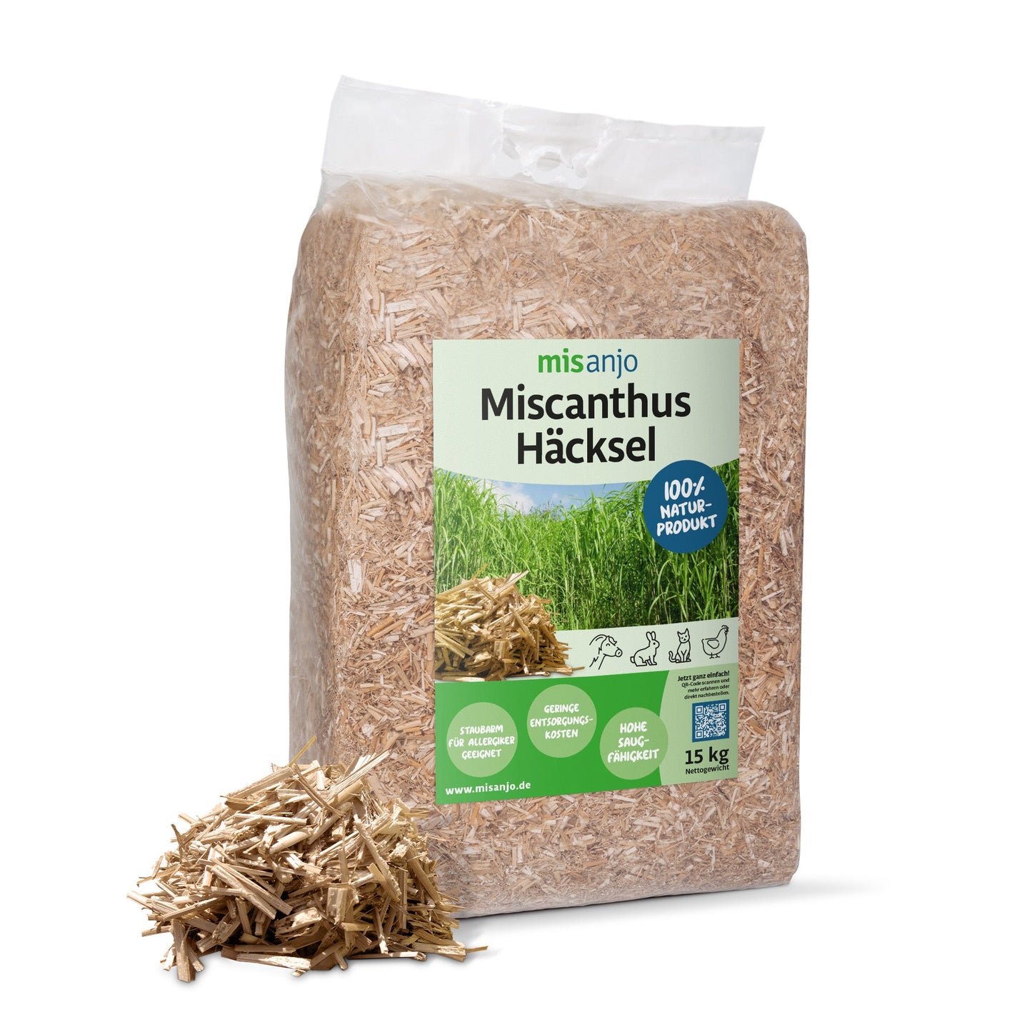 Miscanthus Häcksel 15 kg Naturprodukt von misanjo