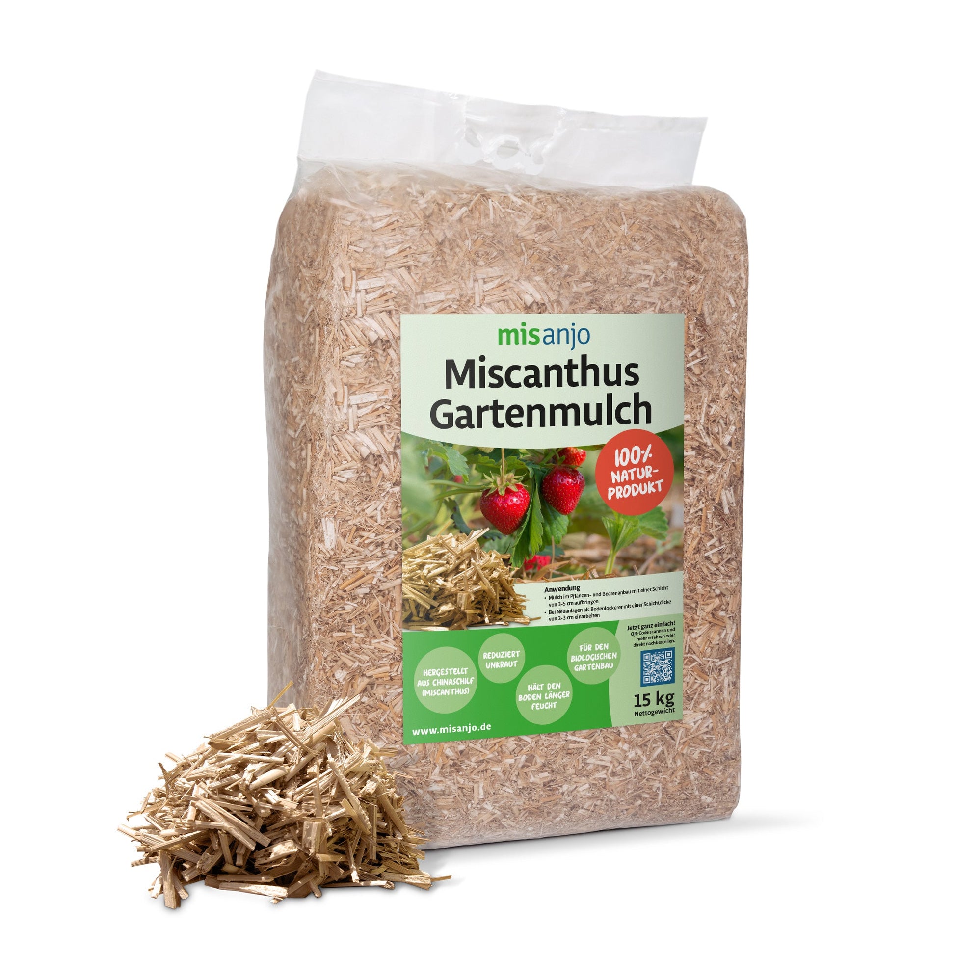 Miscanthus Gartenmulch 15 kg Naturprodukt von misanjo