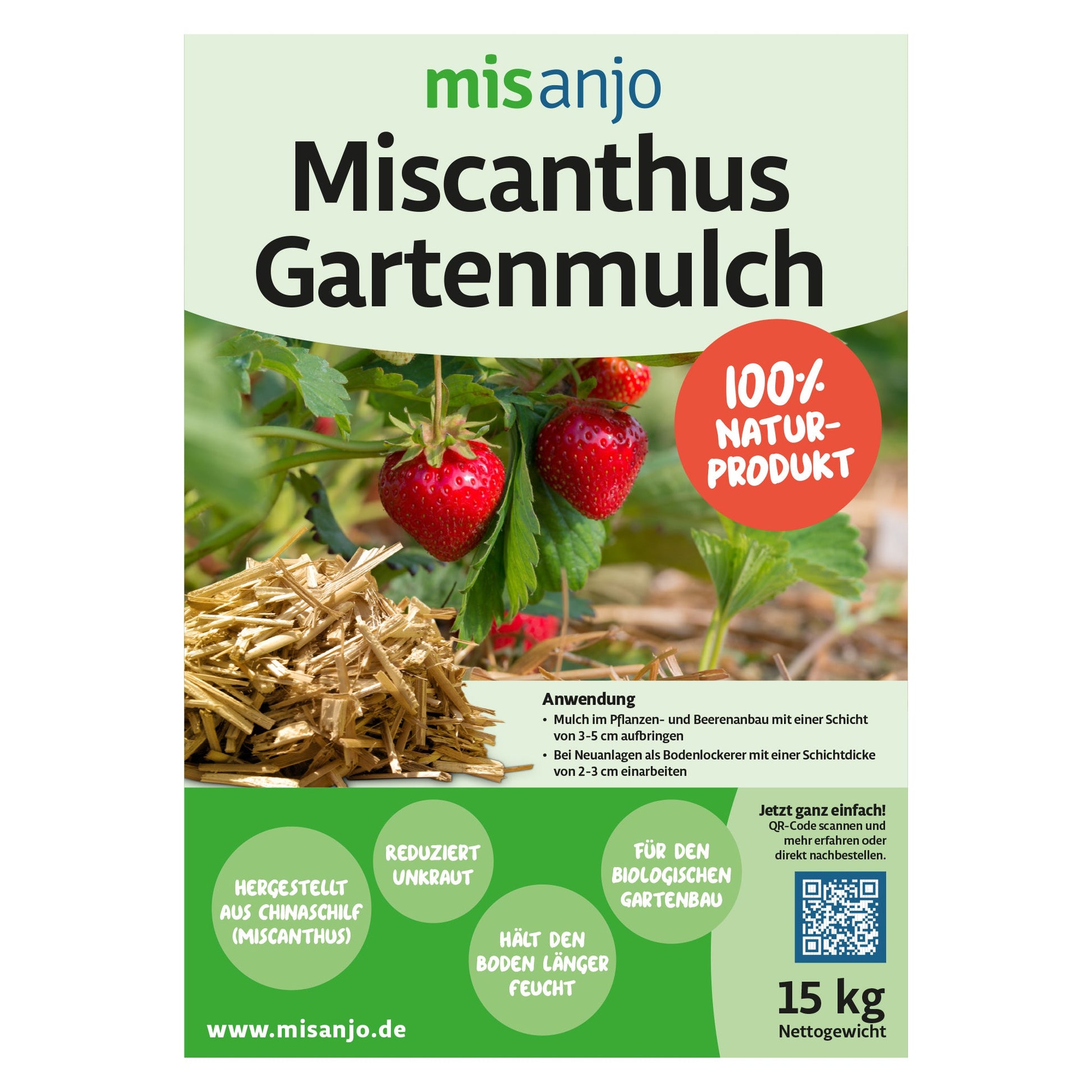 Miscanthus Gartenmulch, Naturprodukt für den biologischen Gartenanbau